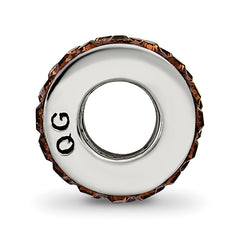 Sterling Silver 925 Double Row Brown Crystal Bead Polished Finish