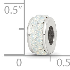 Sterling Silver 925 Polished Bead with White Preciosa Crystals Elegant Double Row