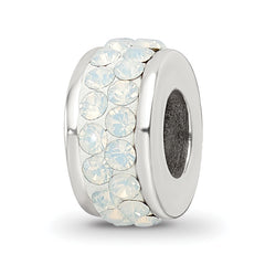 Sterling Silver Reflections Cream Double Row Preciosa Crystal Bead