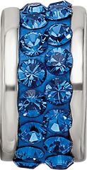 Sterling Silver 925 Bead with Blue Preciosa Crystals Polished Finish