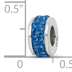 Sterling Silver 925 Bead with Blue Preciosa Crystals Polished Finish