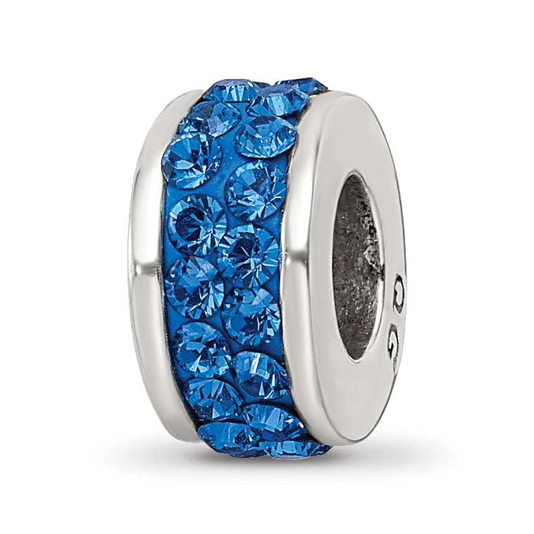 Sterling Silver Reflections Blue Double Row Preciosa Crystal Bead