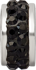 Sterling Silver Reflections Black Double Row Preciosa Crystal Bead