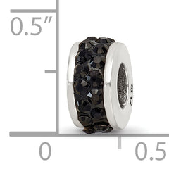 Sterling Silver Reflections Black Double Row Preciosa Crystal Bead