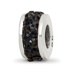 Sterling Silver Reflections Black Double Row Preciosa Crystal Bead