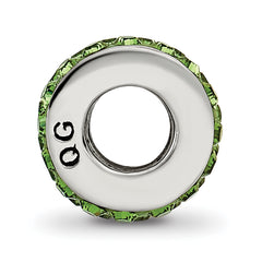 Sterling Silver 925 Double Row Green Crystal Bead Polished Finish