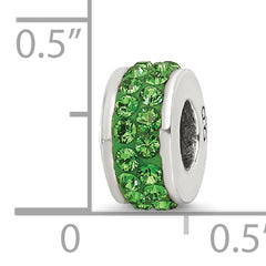 Sterling Silver 925 Double Row Green Crystal Bead Polished Finish