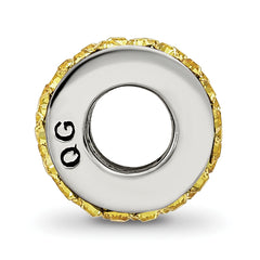 Sterling Silver 925 Bead with Yellow Preciosa Crystals Polished Finish