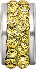 Sterling Silver 925 Bead with Yellow Preciosa Crystals Polished Finish