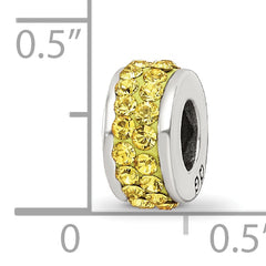 Sterling Silver 925 Bead with Yellow Preciosa Crystals Polished Finish