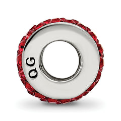Sterling Silver Scarlet Crystal Bead with Double Row Design