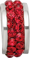 Sterling Silver Scarlet Crystal Bead with Double Row Design