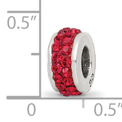 Sterling Silver Scarlet Crystal Bead with Double Row Design