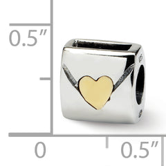 Sterling Silver & 14K Gold Love Note Bead with Polished Finish