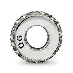 Sterling Silver 925 Double Row Crystal Bead with Grey Preciosa Stones Polished Finish