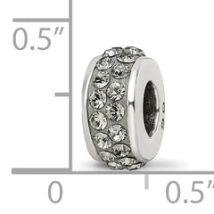 Sterling Silver 925 Double Row Crystal Bead with Grey Preciosa Stones Polished Finish