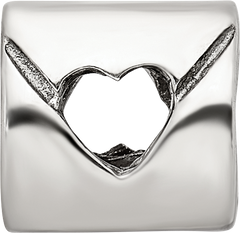 Sterling Silver 925 Love Note Bead with Polished Finish Solid and Elegant Design