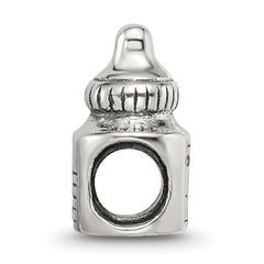 Sterling Silver 925 Baby Bottle Bead with Antiqued Finish Vintage Charm
