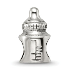 Sterling Silver 925 Baby Bottle Bead with Antiqued Finish Vintage Charm