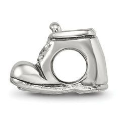 Sterling Silver 925 Baby Shoe Bead with Antiqued Finish Solid Cast Design