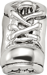 Sterling Silver 925 Baby Shoe Bead with Antiqued Finish Solid Cast Design