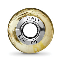 Sterling Silver Murano Glass Bead with Black/Gold Antique Finish Elegant Charm