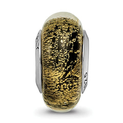 Sterling Silver Murano Glass Bead with Black/Gold Antique Finish Elegant Charm