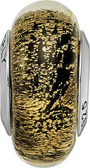 Sterling Silver Murano Glass Bead with Black/Gold Antique Finish Elegant Charm