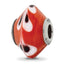 Sterling Silver Reflections Red w/ Dots Italian Murano Glass Bead