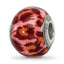 Sterling Silver Reflections Pink & Brown w/Glitter Overlay Glass Bead