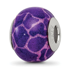 Sterling Silver Reflections Purple & Pink w/Glitter Overlay Glass Bead