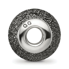 Sterling Silver 925 Hollow Grey Laser Cut Bead with Rhodium Finish