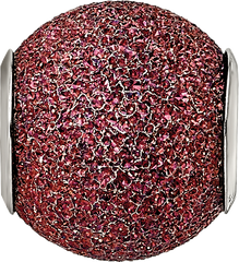 Sterling Silver 925 Hollow Bead with Purple Laser Cut Rhodium-Plated Finish