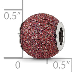 Sterling Silver 925 Hollow Bead with Purple Laser Cut Rhodium-Plated Finish