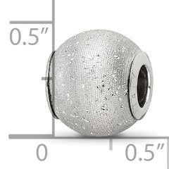 Sterling Silver 925 Rhodium-Plated Hollow Bead with Laser-Cut Design