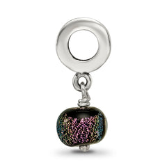 Sterling Silver Dichroic Glass Dangle Bead with Polished Finish