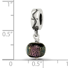 Sterling Silver Dichroic Glass Dangle Bead with Polished Finish