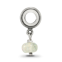 Sterling Silver Yellow Dichroic Glass Bead with Polished Finish