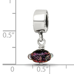 Sterling Silver 925 Purple Dichroic Glass Dangle Bead with Polished Finish