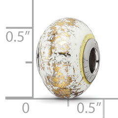 Sophia Jewelers 925 Sterling Silver White Ceramic Bead with Gold Foil Detailing