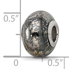 Sterling Silver Ceramic Bead with Platinum Foil Accent, Elegant and Solid