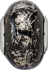 Sterling Silver 925 Ceramic Bead with Platinum Foil Elegant Modern Design