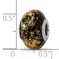 Sterling Silver 925 Ceramic Bead with Gold Foil Elegant Accent