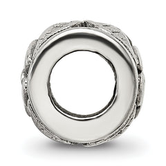 Sterling Silver 925 Antiqued Floral Bead with Solid Cast Design