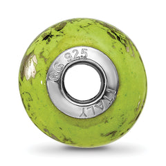 Sterling Silver 925 Ceramic Bead with Platinum Foil Accent, Elegant and Solid Design