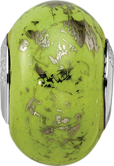 Sterling Silver 925 Ceramic Bead with Platinum Foil Accent, Elegant and Solid Design