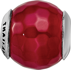 Sterling Silver 925 Antiqued Bead with Fuchsia Cracked Agate and Shell Stone