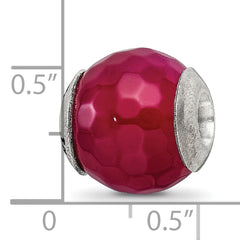 Sterling Silver 925 Antiqued Bead with Fuchsia Cracked Agate and Shell Stone