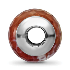 Sterling Silver 925 Antiqued Red Agate Bead with Shell Stone Elegant Style