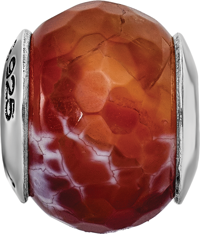 Sterling Silver Reflections Red Cracked Agate with Shell Stone Bead